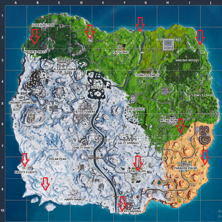 Éclater dix ballons dorés : Carte et guide Fortnite, semaine 9, saison 7