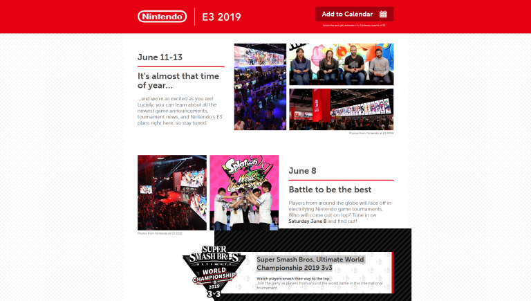 Nintendo lance son site spécial E3 2019