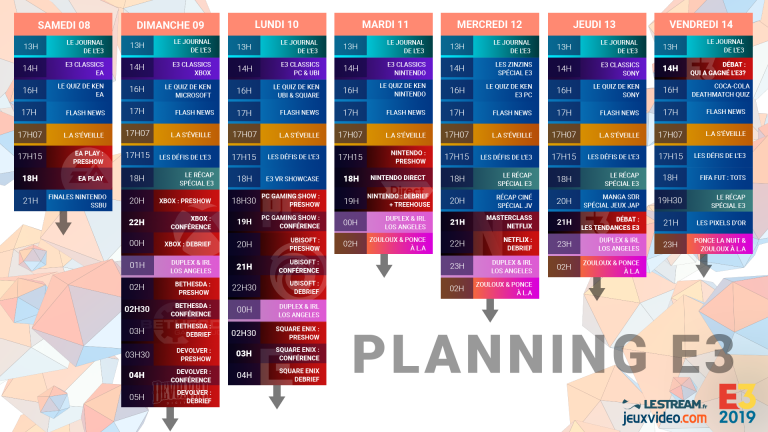 E3 2019 : Le planning complet de notre dispositif webTV