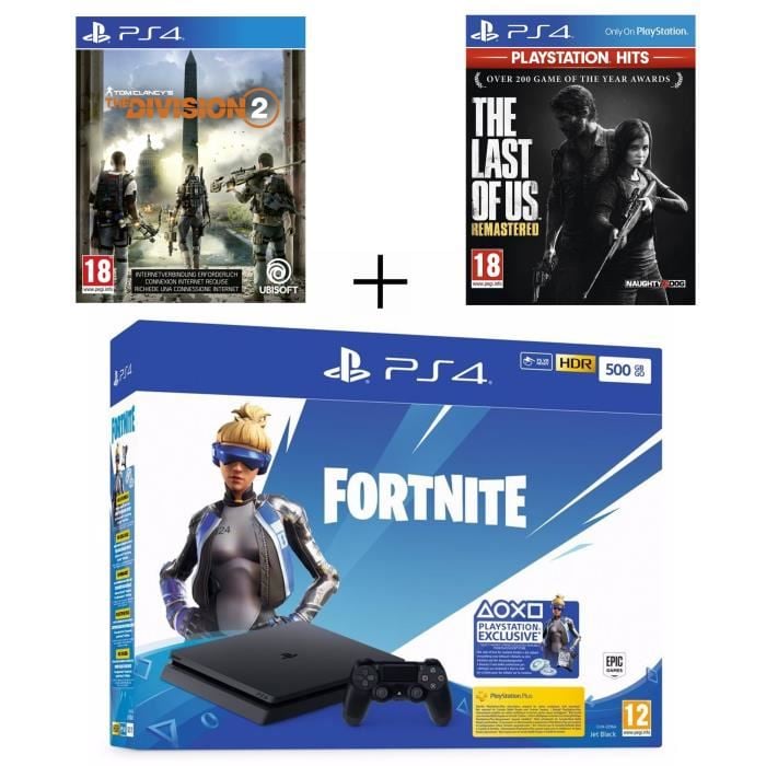 PS4 500 Go Noire + The Last Of Us PlayStation Hits + The Division 2 à -34 % chez Cdiscount