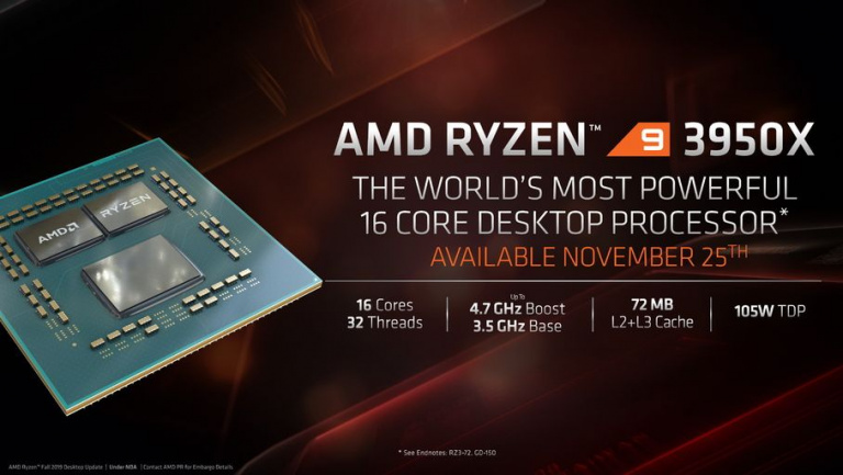 AMD dévoile le Ryzen 9 3950X, le plus puissant des CPU grand public