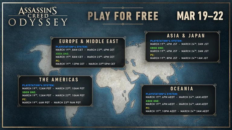 [MàJ] Assassin's Creed Odyssey sera jouable gratuitement du 19 au 23 mars