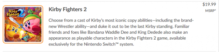 Kirby Fighters 2 apparaît sur le site de Nintendo