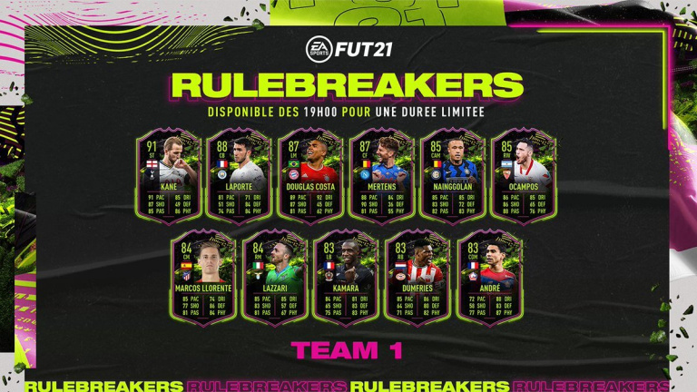 FIFA 21, FUT : l'équipe spéciale Rulebreakers n°1