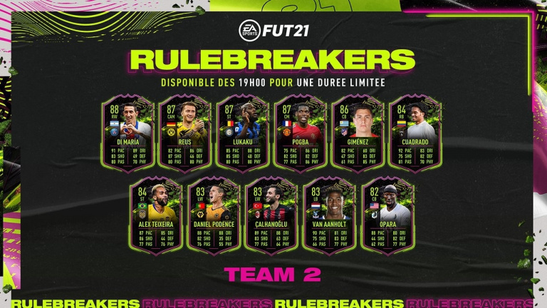 FIFA 21, FUT : l'équipe spéciale Rulebreakers n°2