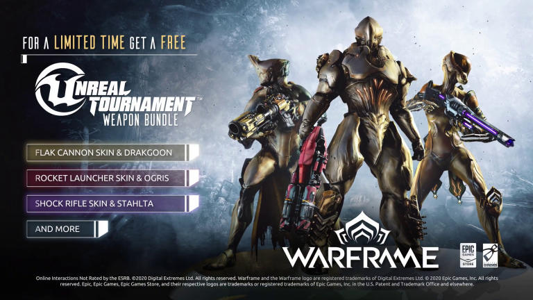 Game Awards 2020 : Warframe accueille un pack d'armes d'Unreal Tournament sur EGS