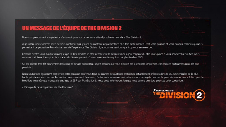 The Division 2 : Ubisoft prévoit finalement du nouveau contenu