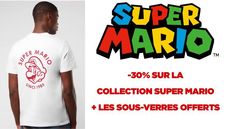 -30% sur les vêtements Super Mario + les sous-verres offerts