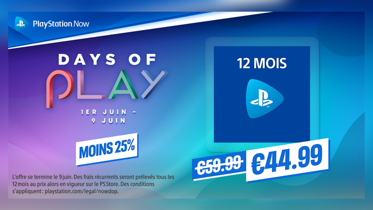 PlayStation Now : l'abonnement 12 mois à -25% pour les Days of Play !