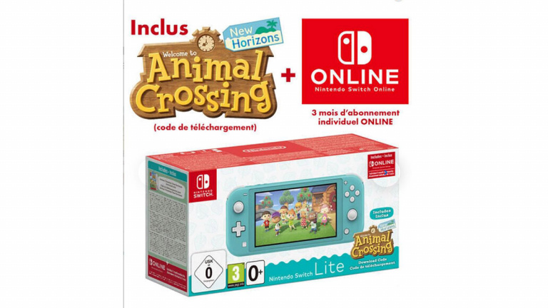 Soldes : Console Nintendo Switch Lite Turquoise + Animal Crossing New Horizons + abonnement 3 mois