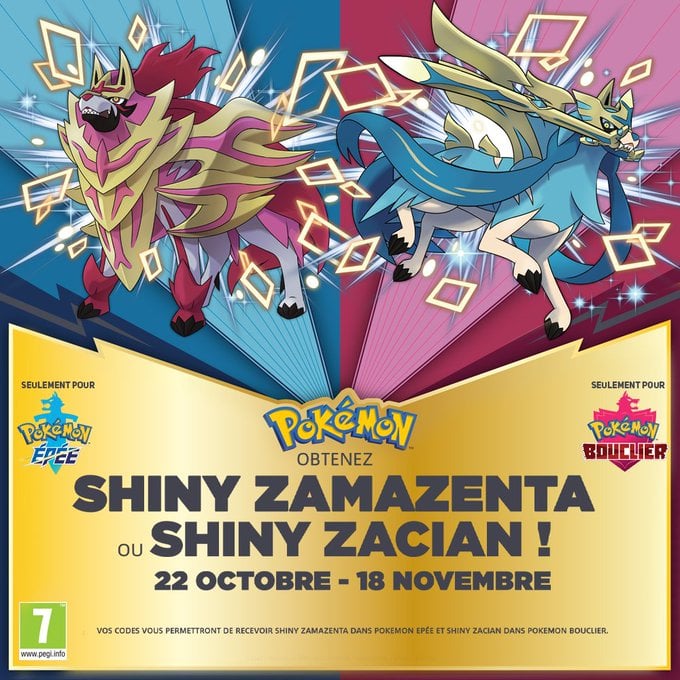 Pokémon Épée / Bouclier, cadeau mystère : récupérez Shiny Zamazenta et Shiny Zacian gratuitement ! Attention, durée limitée