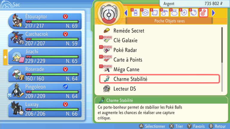 Pokémon Diamant Perle : Charmes Chroma / Stabilité / Ovale, où les trouver, leur utilité, notre guide