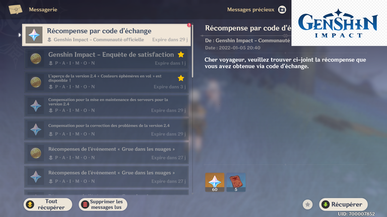 Genshin Impact, un nouveau code pour des primo-gemmes gratuites ! Faites-vite !