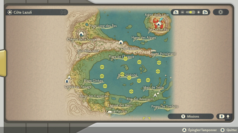 Tous les Pokémon de la Côte Lazuli et leurs emplacements