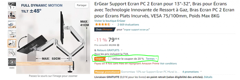 ErGear Support Ecran PC 2 Ecran pour 13-32, Support Ecran PC