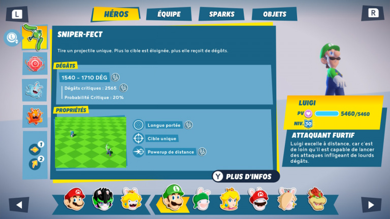 Mario et les Lapins crétins : Les personnages disponibles et leurs capacités