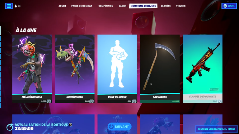 Fortnite : boutique du jour 24 octobre 2022