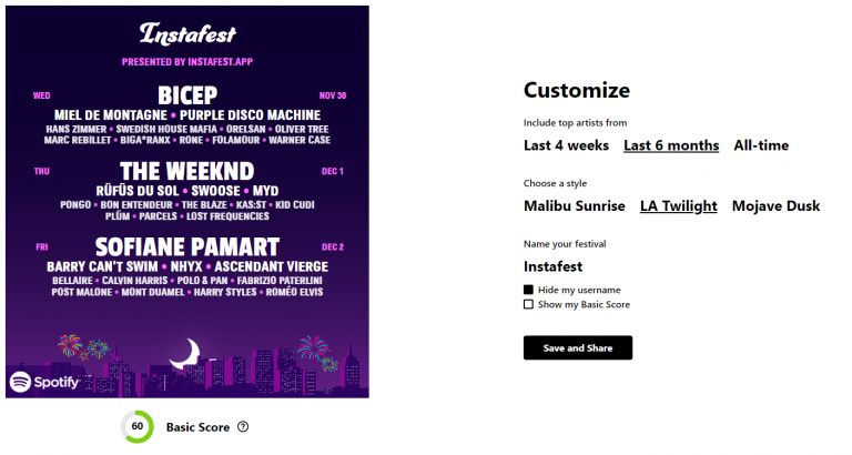 Comment créer une affiche de festival avec vos artistes Spotify favoris grâce à l'IA Instafest