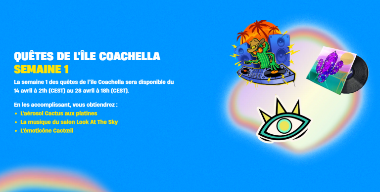Coachella x Fortnite : comment obtenir rapidement toutes les récompenses de l'événement ?