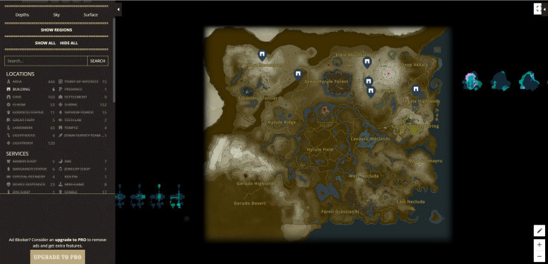 Carte interactive Zelda Tears of the Kingdom : noix de korogu, sanctuaires, larmes de dragon... Tout connaître d'Hyrule