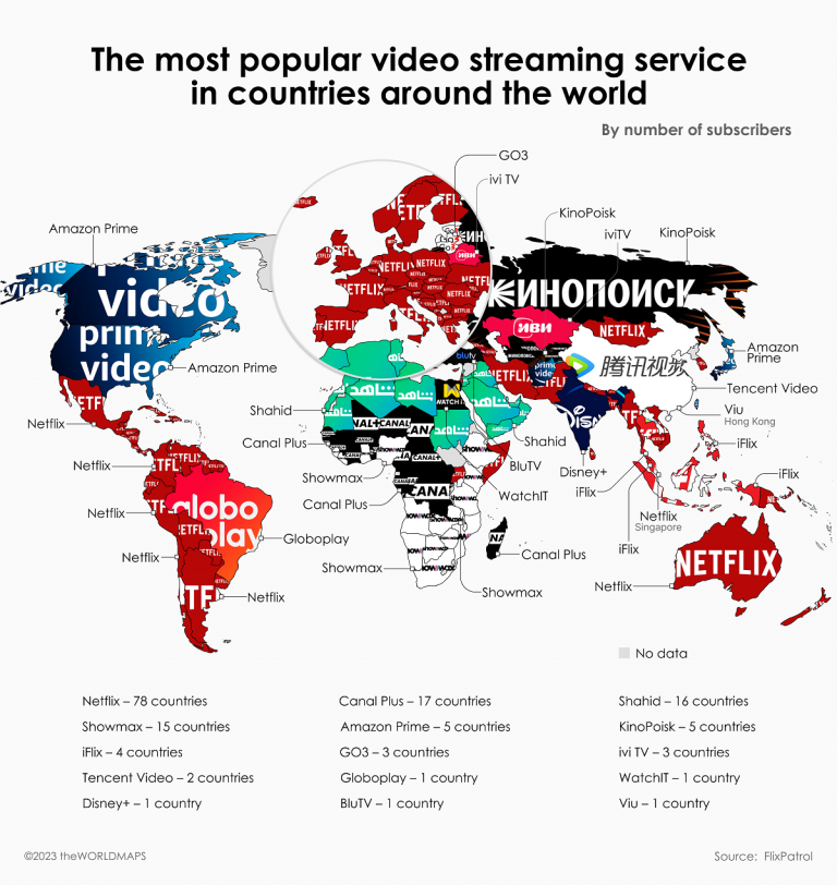 Les Plateformes De Streaming Les Plus Populaires Dans Chaque Pays Du Monde Dans Une Carte 