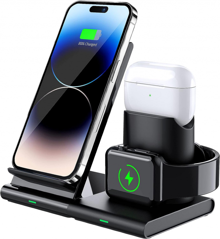 Belkin BoostCharge Pro Chargeur sans Fil 3 en 1 avec MagSafe pour iPhone  13, iPhone 12 + Apple Watch + AirPods (Charge magnétique iPhone 13 et iPhone  12 jusqu'à 15 W) : : High-Tech