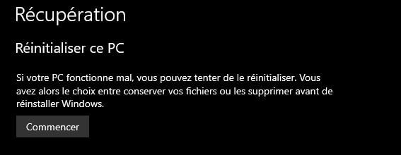 comment réinitialiser son pc windows