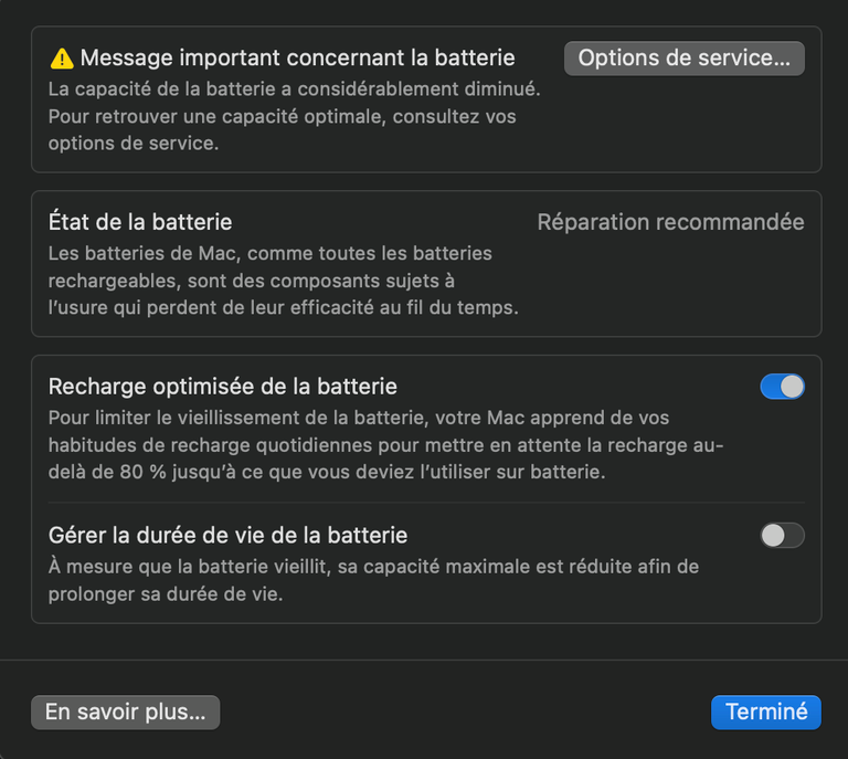 Apple : vérifier facilement l’état de la batterie de votre MacBook pour ne pas avoir la même surprise que moi…