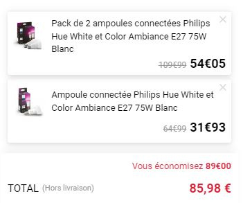 89€ de réduction sur ce lot d'ampoules Philips Hue pour passer à l’éclairage connecté pour pas cher !