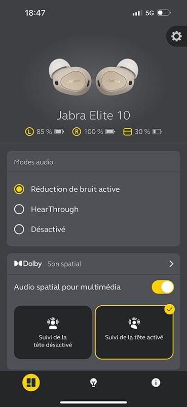 44% sur Ecouteurs intra-auriculaire sans fil Bluetooth Jabra Elite 5