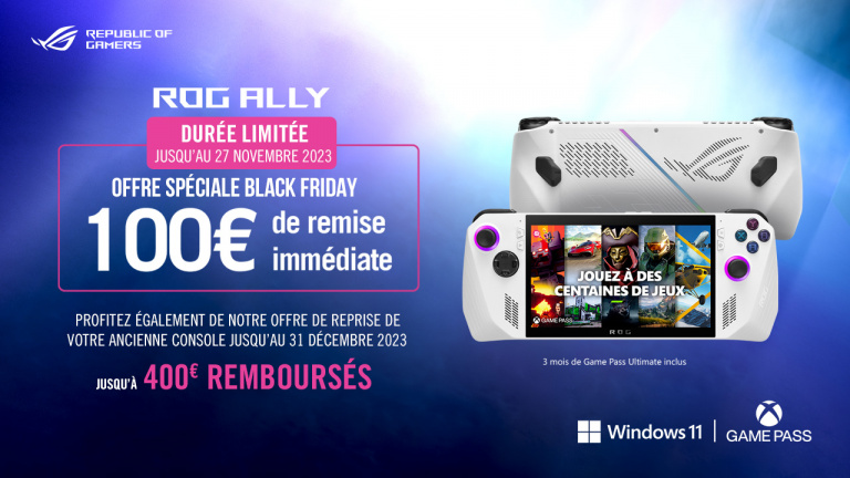 Pour le Black Friday, la console portable ROG Ally profite de 100€ de réduction ainsi que d’une offre de reprise très généreuse