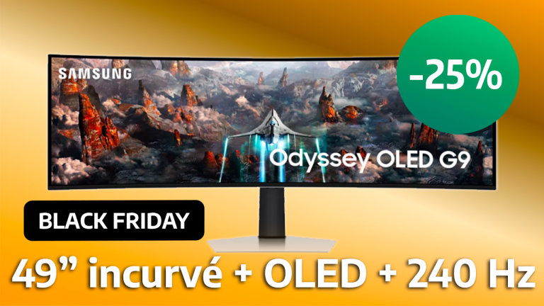 Black Friday : -25% sur un des meilleurs écrans PC du moment ! 49 pouces d'OLED, incurvé et 240 Hz, l'Odyssey G9 pulvérise les records et est le meilleur écran pour jouer à Starfield, Cyberpunk ou Forza Horizon 5