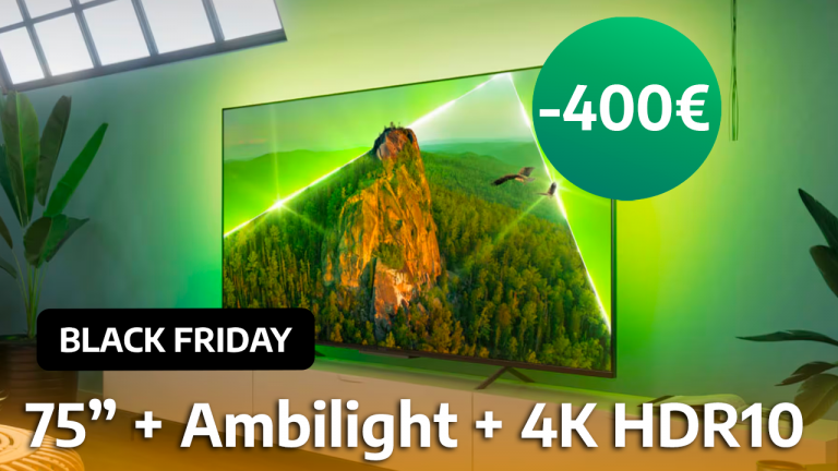 Avec -400€, voilà enfin une belle promo pour le Black Friday sur une TV 4K 75 pouces Philips avec Ambilight !