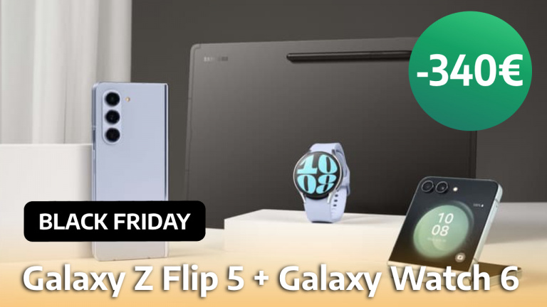 Affiché à -340€, le Samsung Galaxy Z Flip 5 vient aussi avec une Galaxy Watch 6 Classic offerte pour ce dernier jour de Black Friday seulement ! (code Black10)
