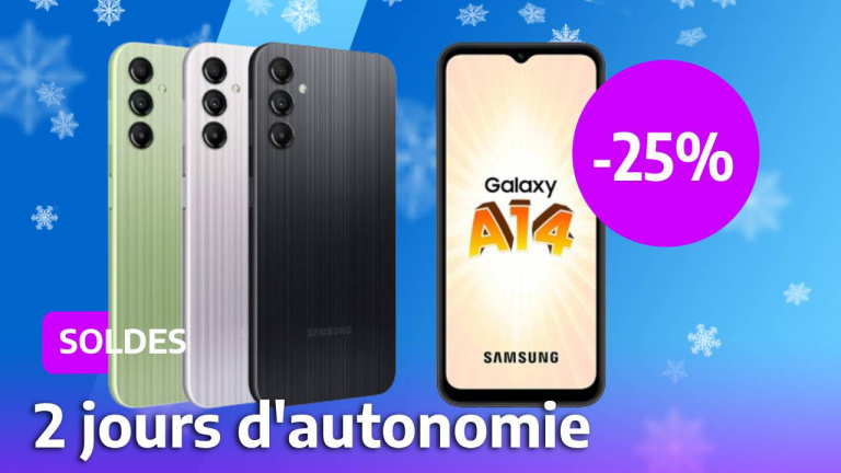 Déjà pas cher de base, le Samsung Galaxy A14 se permet en plus de  s'afficher à -25% pendant les soldes ! 
