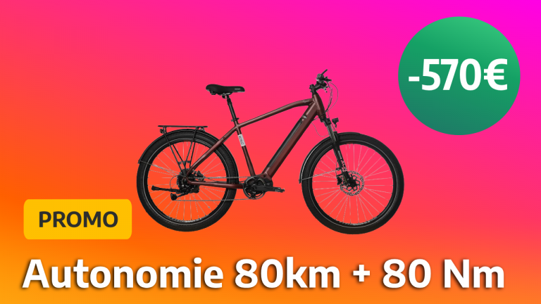 Ce vélo électrique est parfait pour la ville avec son autonomie de 80 km et est en promo de 570 € !