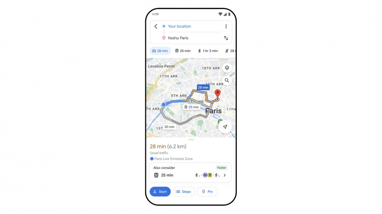 Google Maps tourne le dos à la voiture et vous pousse à prendre les transports en commun… et même le train plutôt que l’avion