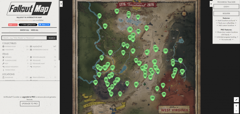 Interaktive Karte von Fallout 76: Raketensilo, Höhlen ... Wie findet man sich in West Virginia leicht zurecht?
