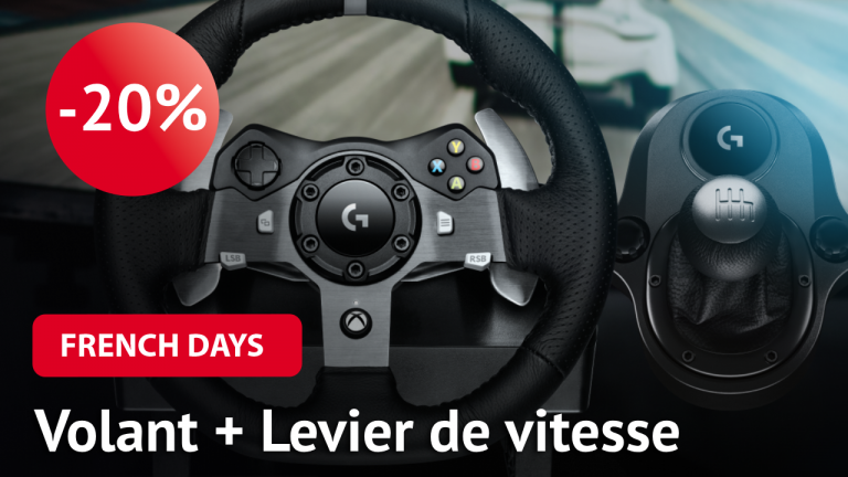 Logitech G920 Driving Force : Le volant de course avec pédalier et levier de vitesse est à -20% pendant les French Days