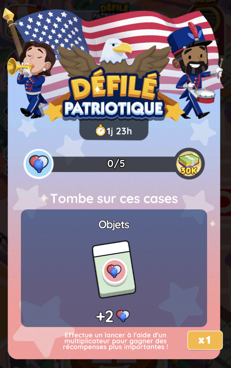 Défilé patriotique Monopoly GO! Comment récupérer toutes les ?