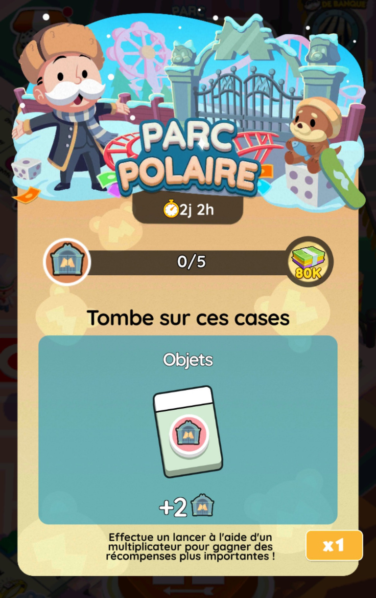 19 000 dés et 2 980 points d'événement à récupérer gratuitement sur Monopoly GO! via l'événement "Parc polaire" 19 000 dés et 2 980 points d'événement à récupérer gratuitement sur Monopoly GO! via l'événement "Parc polaire"
