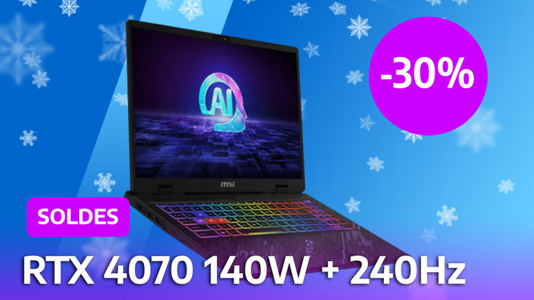 Ce PC portable gamer avec une RTX 4070 et un écran 240 Hz est en promotion à -30% pour les derniers jours des soldes !