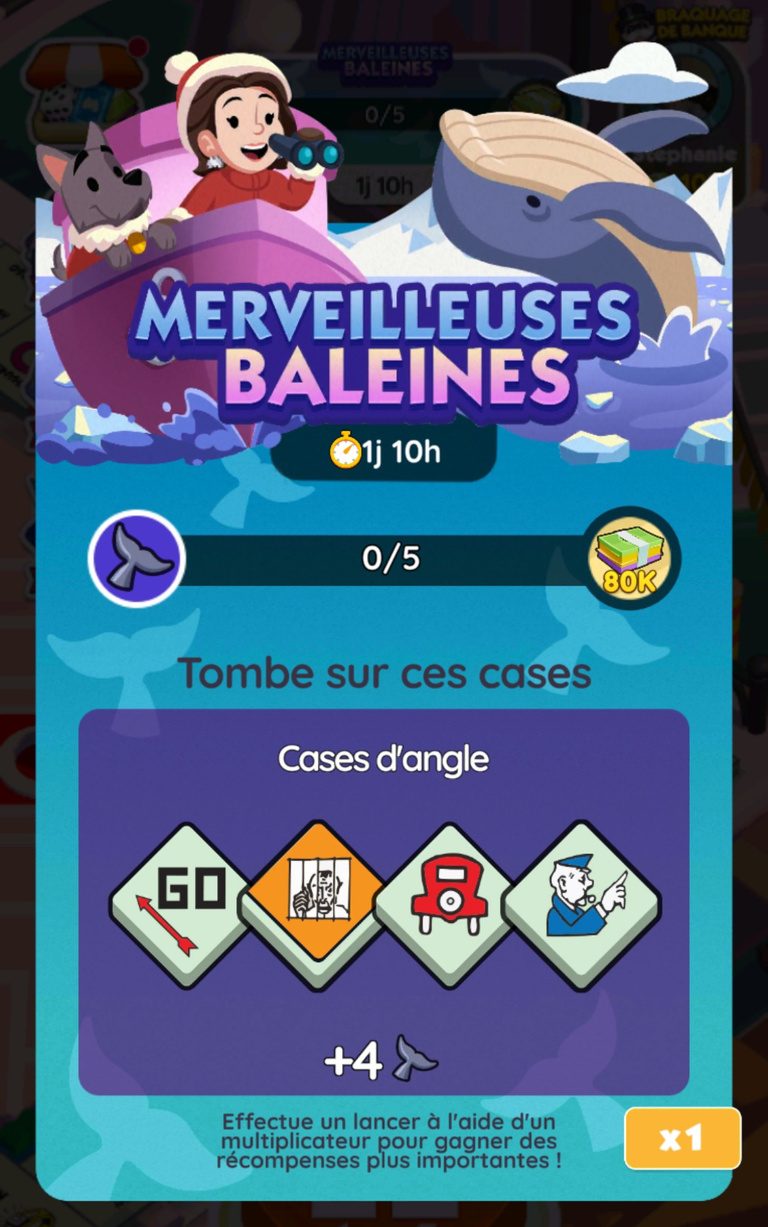 17 695 dés et 212 pioches à récupérer gratuitement sur Monopoly GO! via l'événement "Merveilleuses baleines" 17 695 dés et 212 pioches à récupérer gratuitement sur Monopoly GO! via l'événement "Merveilleuses baleines"