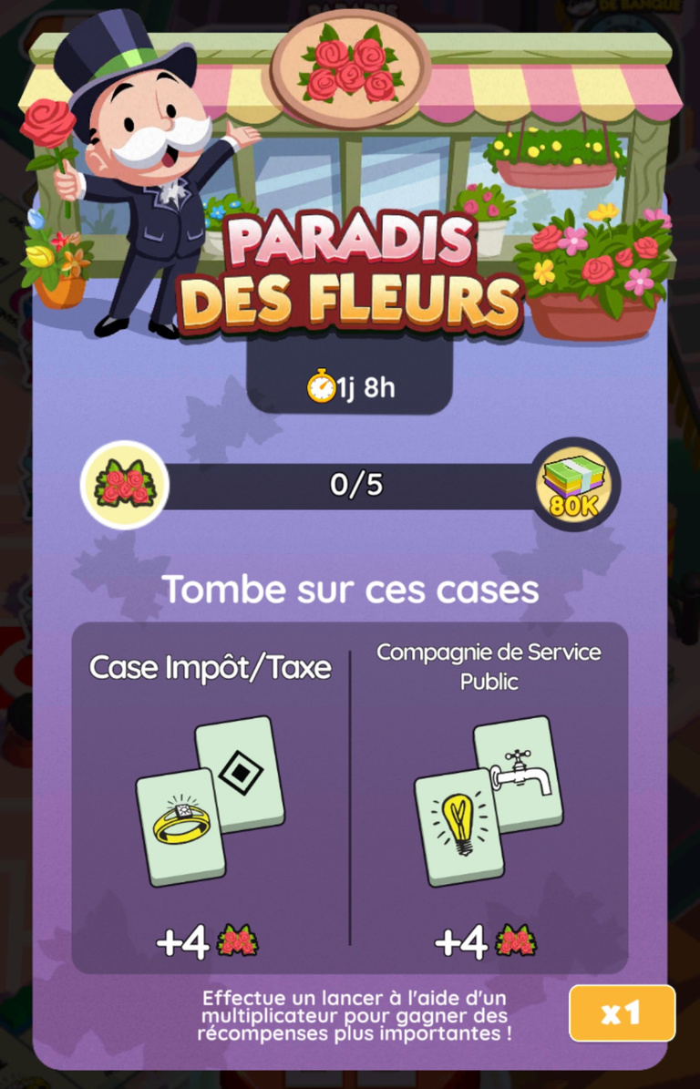 17 455 dés et 723 jetons Peg-E à récupérer gratuitement sur Monopoly GO! via l'événement "Paradis des fleurs" 17 455 dés et 723 jetons Peg-E à récupérer gratuitement sur Monopoly GO! via l'événement "Paradis des fleurs"