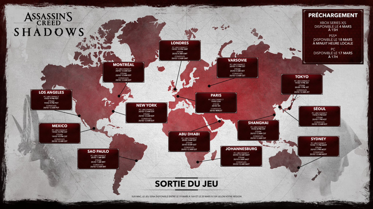 Assassin's Creed Shadows : découvrez à partir de quelle heure vous pouvez commencer à y jouer