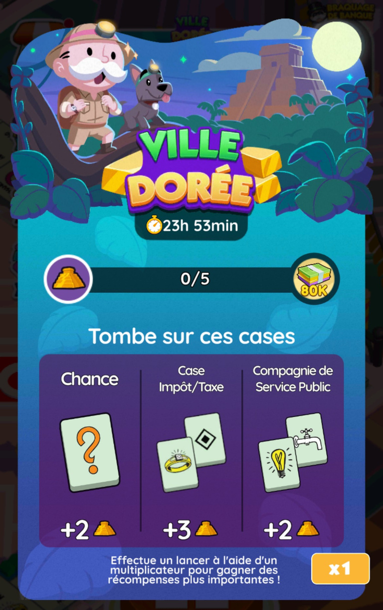 10 630 dés et 211 pioches à récupérer gratuitement sur Monopoly Go via l'événement "Ville dorée" 10 630 dés et 211 pioches à récupérer gratuitement sur Monopoly Go via l'événement "Ville dorée"