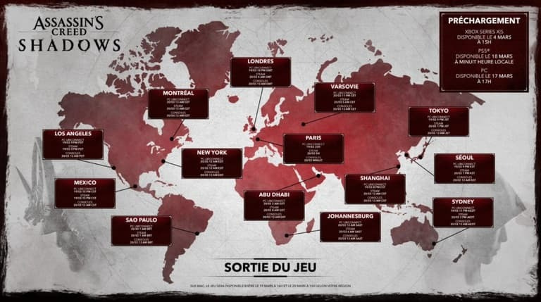 Assassin’s Creed Shadows : à quelle heure pourra débuter votre aventure au Japon ? Assassin’s Creed Shadows : à quelle heure pourra débuter votre aventure au Japon ?