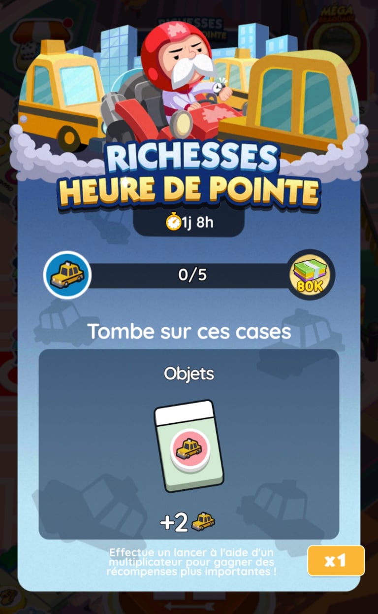 18 205 dés et 2 630 drapeaux gratuits à récupérer sur Monopoly GO! via l'événement "Richesses heure de pointe" 18 205 dés et 2 630 drapeaux gratuits à récupérer sur Monopoly GO! via l'événement "Richesses heure de pointe"