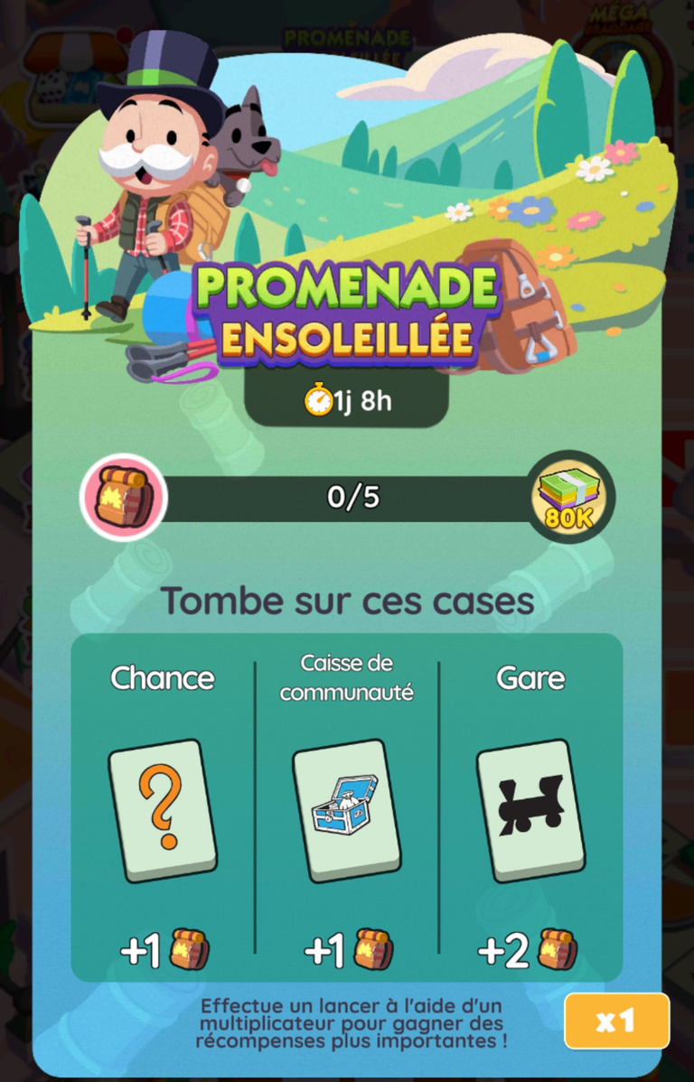 20 270 dés et 581 jetons Peg-E gratuits à récupérer sur Monopoly GO! via l'événement "Promenade ensoleillée" 20 270 dés et 581 jetons Peg-E gratuits à récupérer sur Monopoly GO! via l'événement "Promenade ensoleillée"