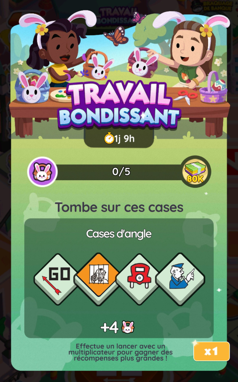 18 765 dés et 212 pioches gratuits à récupérer sur Monopoly GO! via l'événement "Travail bondissant" 18 765 dés et 212 pioches gratuits à récupérer sur Monopoly GO! via l'événement "Travail bondissant"